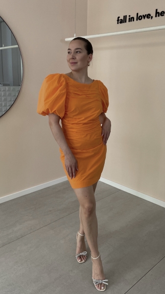 SANDRINE - Puff Dress - Orange